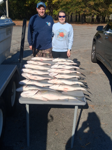 Great day trolling light tackle at Lake Murray - striped bass were biting all day in these clear conditions!