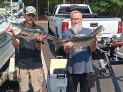 Hooked a couple huge striped bass at the lake today!