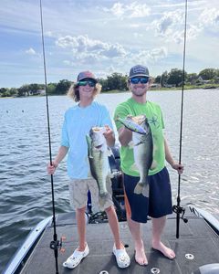 Two largemouth bass caught while fishing at Lake Wales
