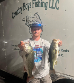 Two largemouth bass caught while fishing at Lake Wales