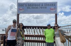 Fresh caught fish displayed on cleaning station at Doc's Seafood & Steaks in Corpus Christi TX