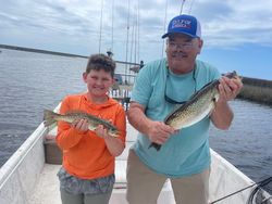 Two speckled trout caught during fishing trip in Tallahassee FL waters