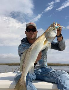 Fisherman catching a 30-inch fish in Florida