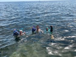 Three people fishing on the shore in FL