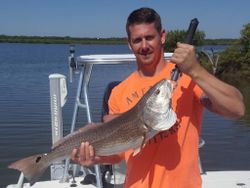 A large redfish caught while fishing at New Smyrna Beach