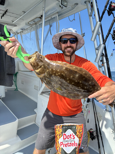 Nice Southern flounder on the boat today! Clear conditions made for perfect fishing.
