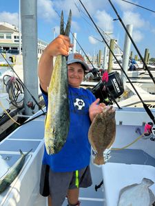 Two Southern Flounder fish caught while fishing in DE