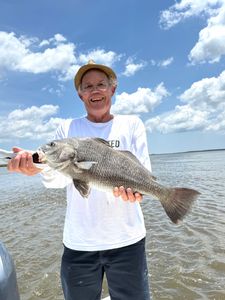 Black drum fish caught while fishing in Brunswick GA