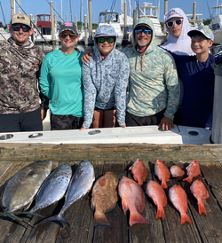 Blasted today with a great catch of vibrant red snappers and groupers off the Florida coast!