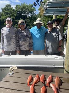 Vermilion snappers hooked on a partly cloudy day off Pensacola!