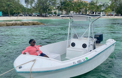 A person fishing in Nassau, Bahamas