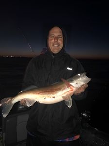 A single fisherman reeling in a line in OH