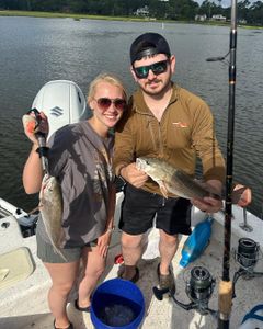 Two Redfish, 12 inches each, caught while fishing in NC