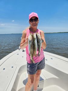 Two spotted weakfish caught while fishing in Brunswick