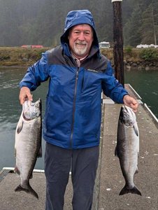 Two coho and chinook salmon, fishing in Myrtle Creek