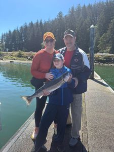 Three people fishing in Myrtle Creek