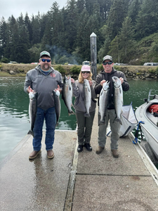 5 coho and chinook salmon caught while fishing in OR