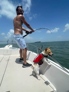 A person fishing in Galveston