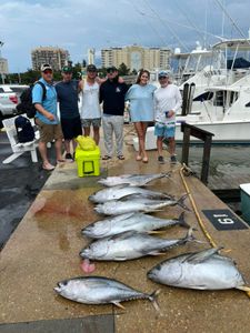 6 big blackfin tuna, king mackerel, and african pompano caught while fishing in VA