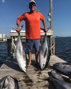 Two big blackfin tuna fish caught during a fishing trip in AL