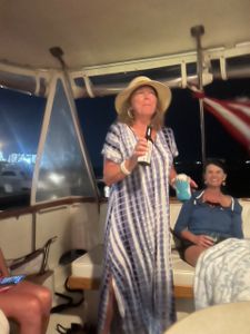 Two people on a cruise in Morehead City