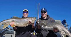 Two blue catfish caught fishing in Duluth