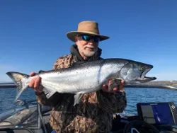 A fisherman reeling in a 28-inch catch in Minnesota