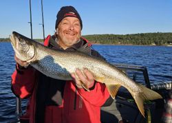 A lone lake trout caught while fishing in Minnesota