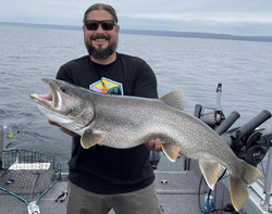 Photograph of a large bull trout caught while fishing in Minnesota