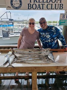 King mackerel catch displayed at Freedom Boat Club dock in Port Orange FL