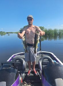 Two largemouth bass caught while fishing in Florida