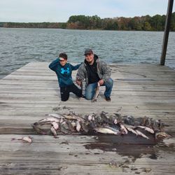 A blue catfish caught by two people in Willis