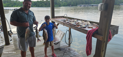 A mighty channel catfish landed after a thrilling deep sea fishing adventure in Willis, TX.