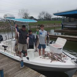 Four blue catfish caught in TX, fishing