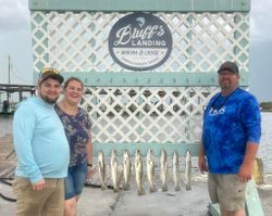 Fresh caught speckled trout displayed at Bluff's Landing Marina in Corpus Christi Texas