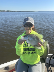 A crappie caught on a day with clear conditions at the picturesque Spencer Creek Campground.
