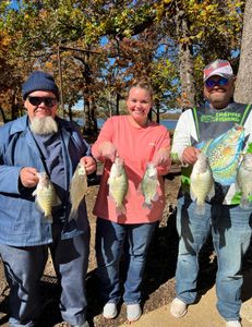 Five white crappie and wiper fish caught fishing at Adair