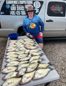 Five white crappie fish caught in Adair