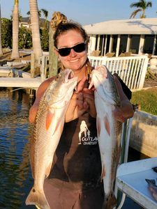 Angler with 2 big fish caught at Fort Myers Beach