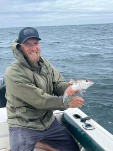 A lone fisherman enjoying a day of fishing in Biddeford.