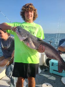 Channel catfish caught by two people in Pottsboro