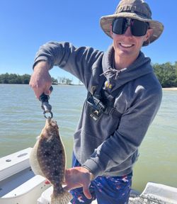 Fisherman holding a summer flounder in Chokoloskee