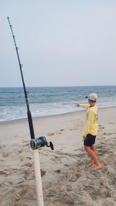 Fisherman with fishing rod in New Jersey