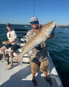 Large redfish caught during fishing trip in Corpus Christi TX