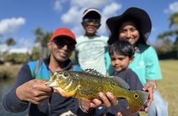 Four anglers posing with their fishing gear in FL