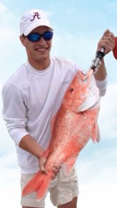A lone fisherman reeling in a catch in the scenic Gulf Shores location