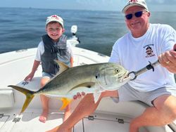 Crevalle jack caught while fishing in Gulf Shores AL on boat deck