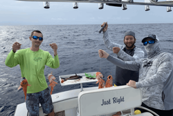 Three anglers fishing on a boat in Florida