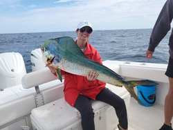 A mahi mahi fish caught in West Palm Beach while cruising and fishing