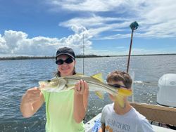 A lone snook fish being caught while fishing in FL